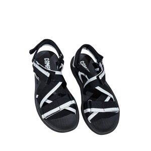 Camper Match Black White Webbing Strappy Sandals Outdoor Walking EU 37 US 7 NIB